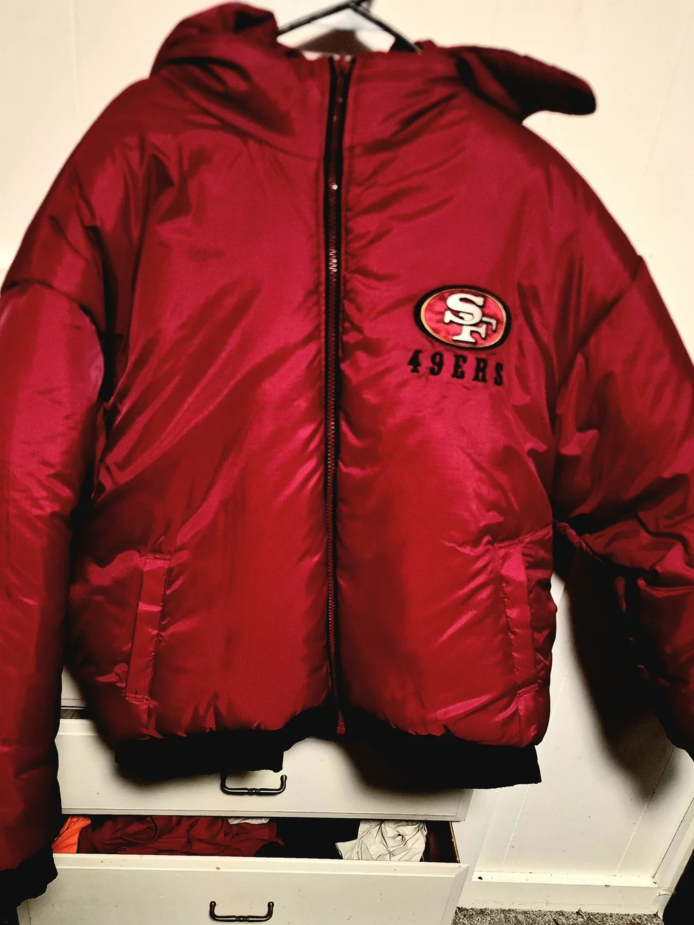 VTG 90s San Francisco 49ers Pro Player Reversible Puffer Jacket Size L NFL